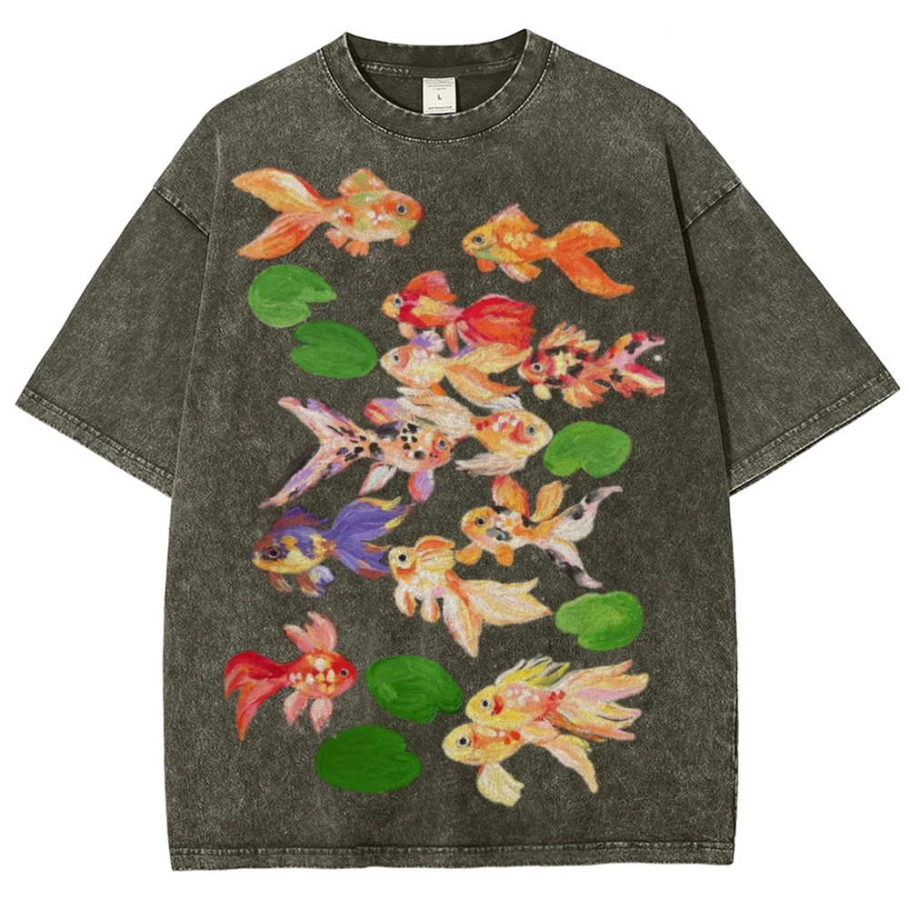 Cute Goldfish Unisex Vintage Washed Tee