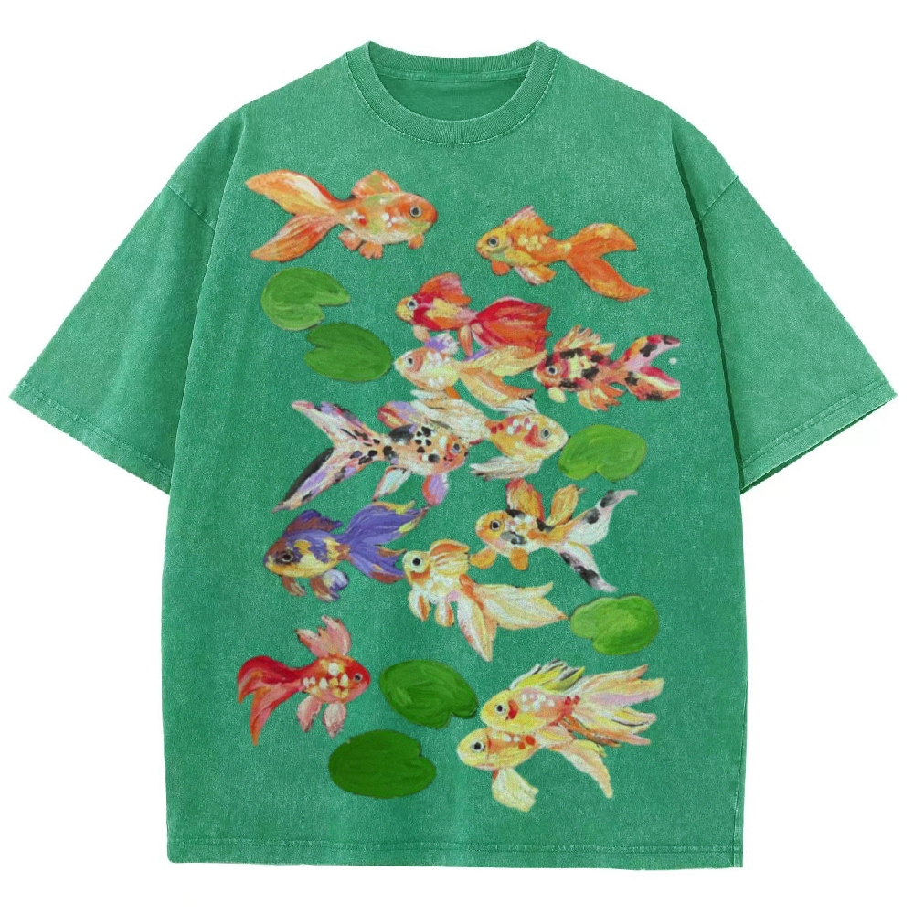 Cute Goldfish Unisex Vintage Washed Tee