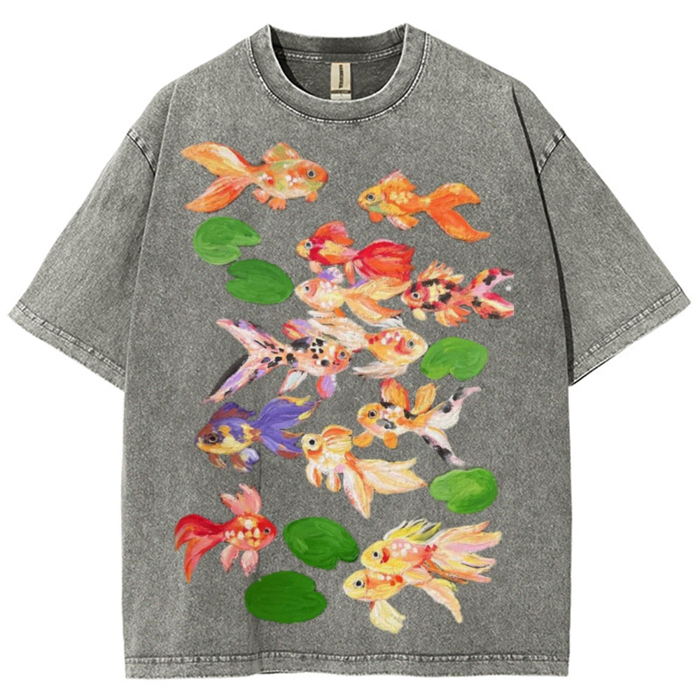 Cute Goldfish Unisex Vintage Washed Tee