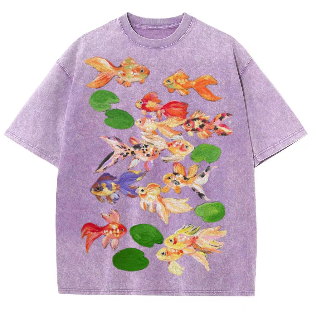 Cute Goldfish Unisex Vintage Washed Tee
