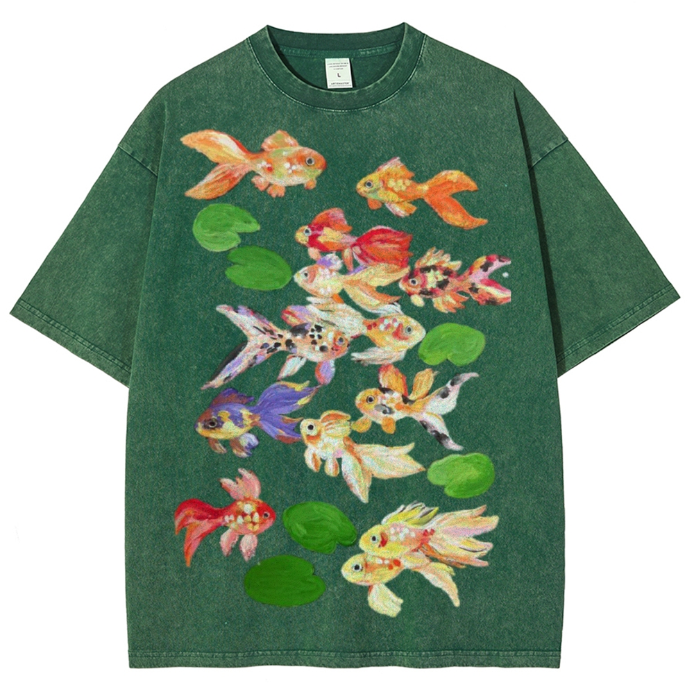Cute Goldfish Unisex Vintage Washed Tee