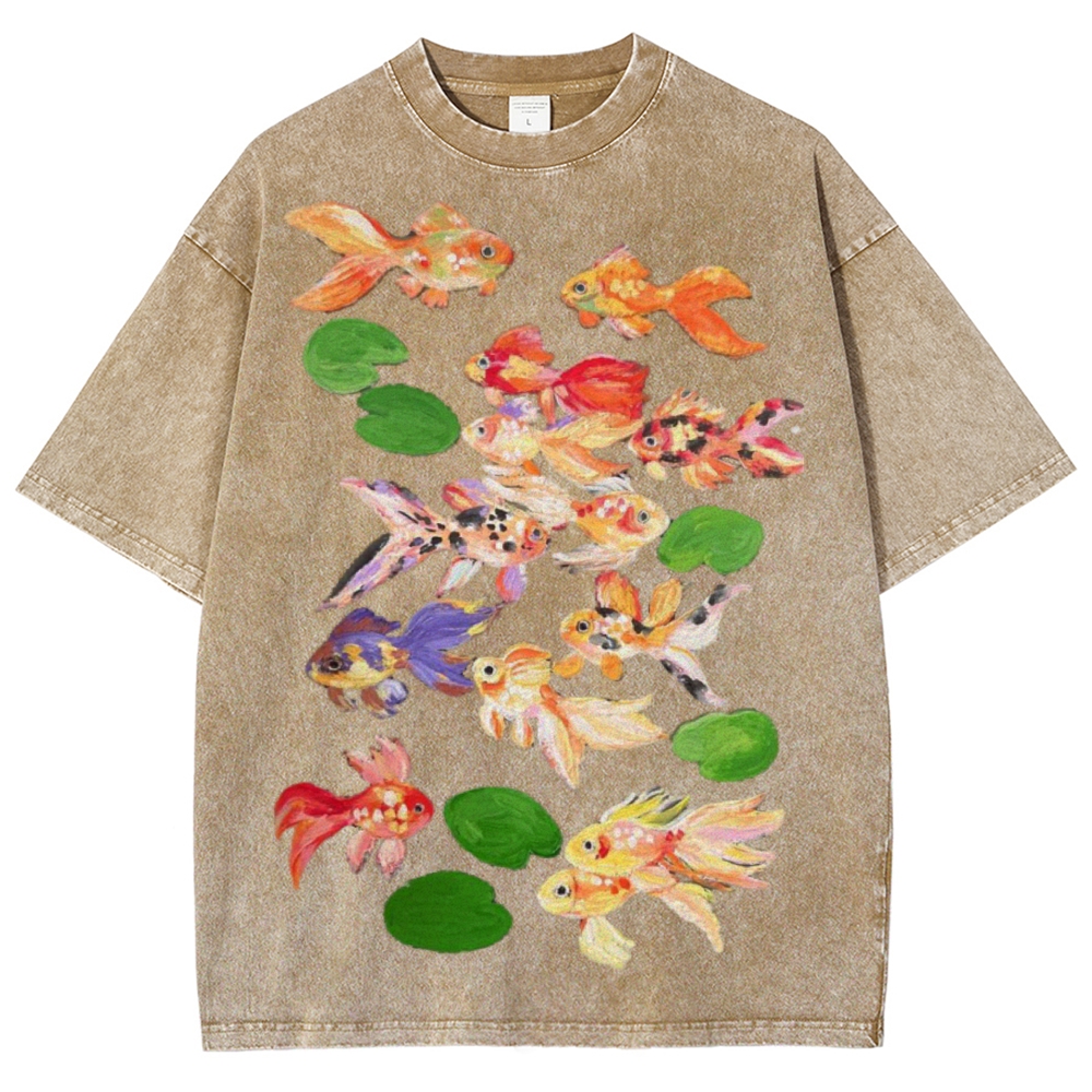 Cute Goldfish Unisex Vintage Washed Tee