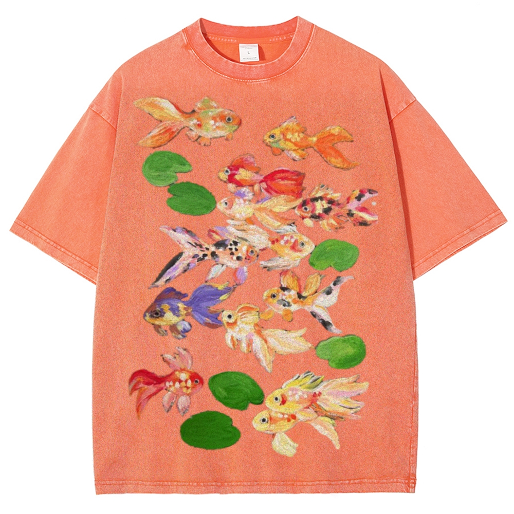 Cute Goldfish Unisex Vintage Washed Tee