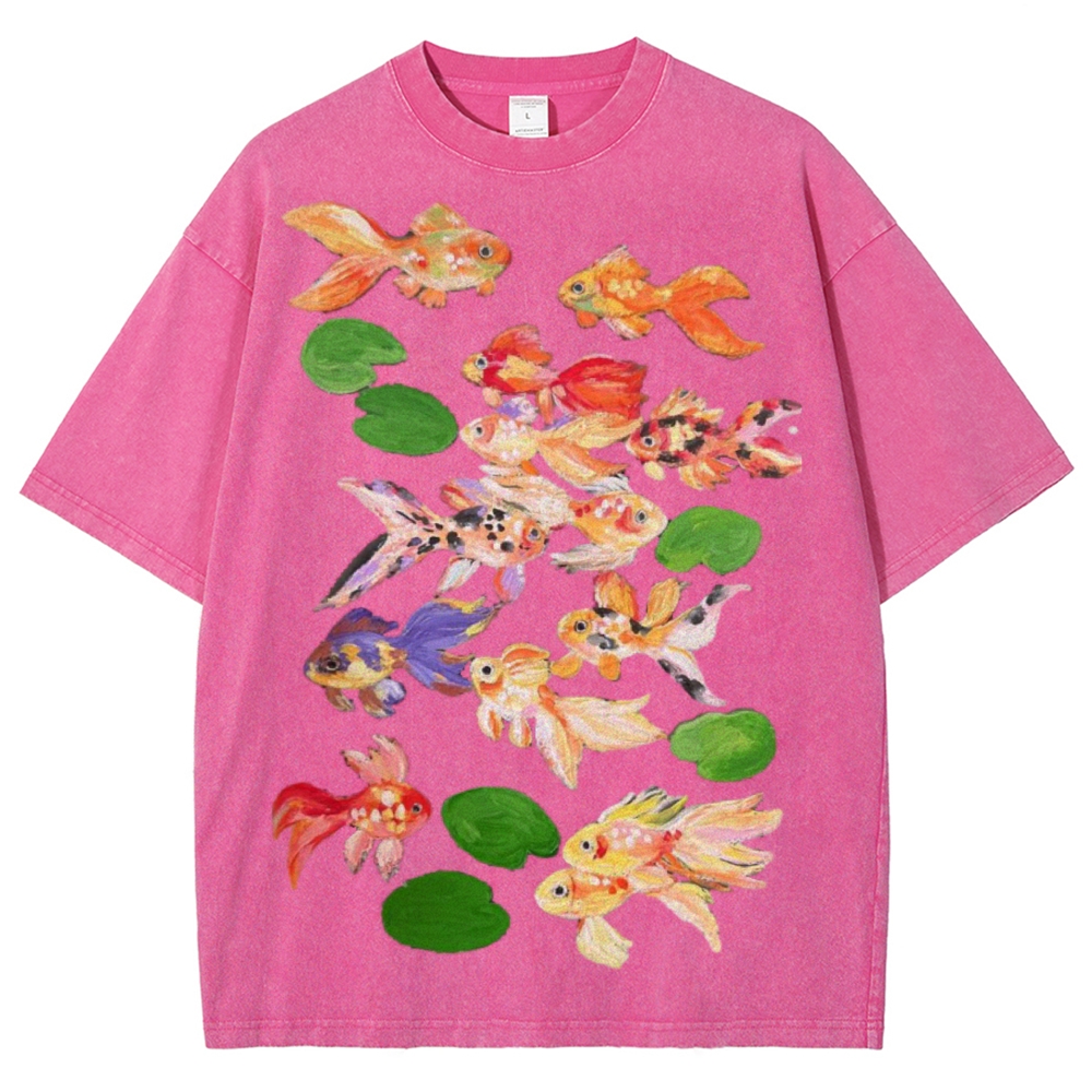 Cute Goldfish Unisex Vintage Washed Tee