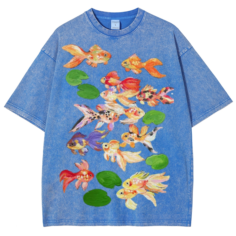 Cute Goldfish Unisex Vintage Washed Tee