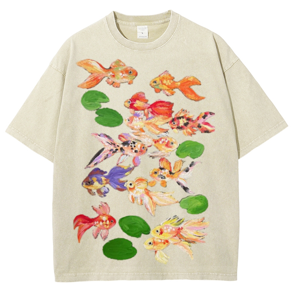 Cute Goldfish Unisex Vintage Washed Tee