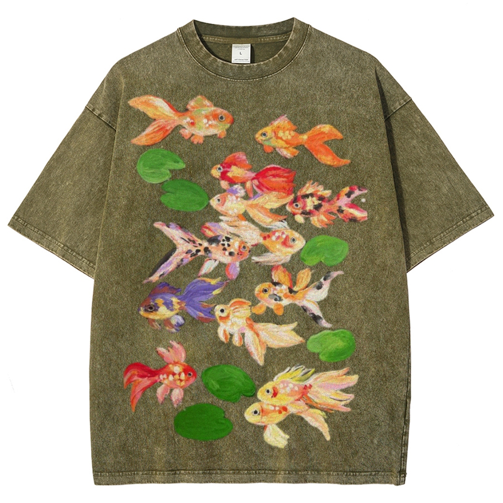 Cute Goldfish Unisex Vintage Washed Tee
