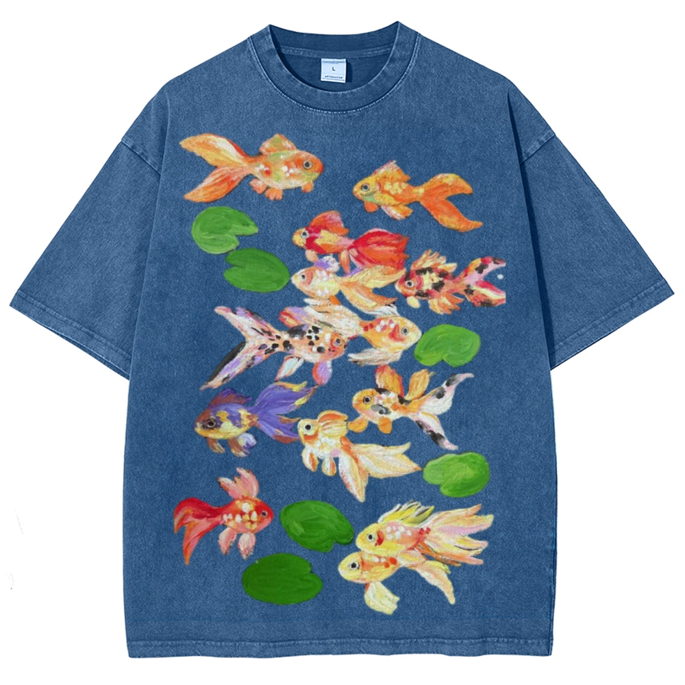 Cute Goldfish Unisex Vintage Washed Tee