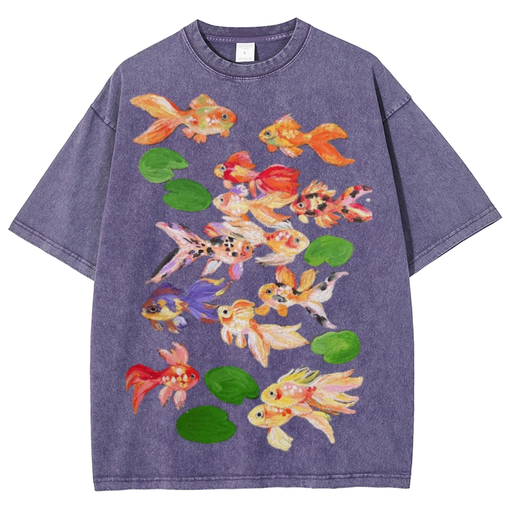 Cute Goldfish Unisex Vintage Washed Tee