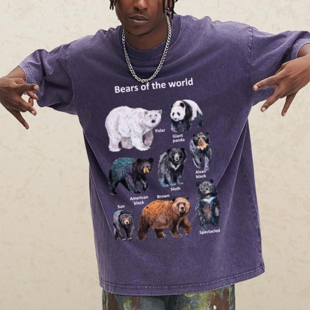 Bears of the World Unisex Vintage Washed Tee