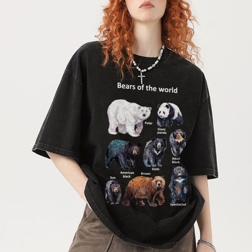 Bears of the World Unisex Vintage Washed Tee