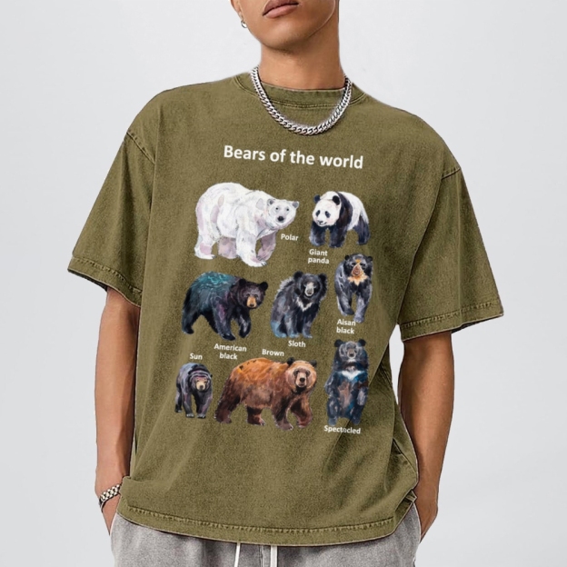 Bears of the World Unisex Vintage Washed Tee