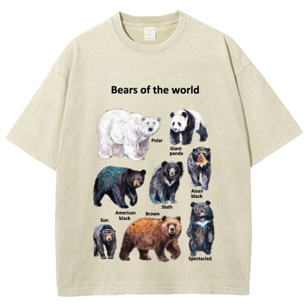 Bears of the World Unisex Vintage Washed Tee