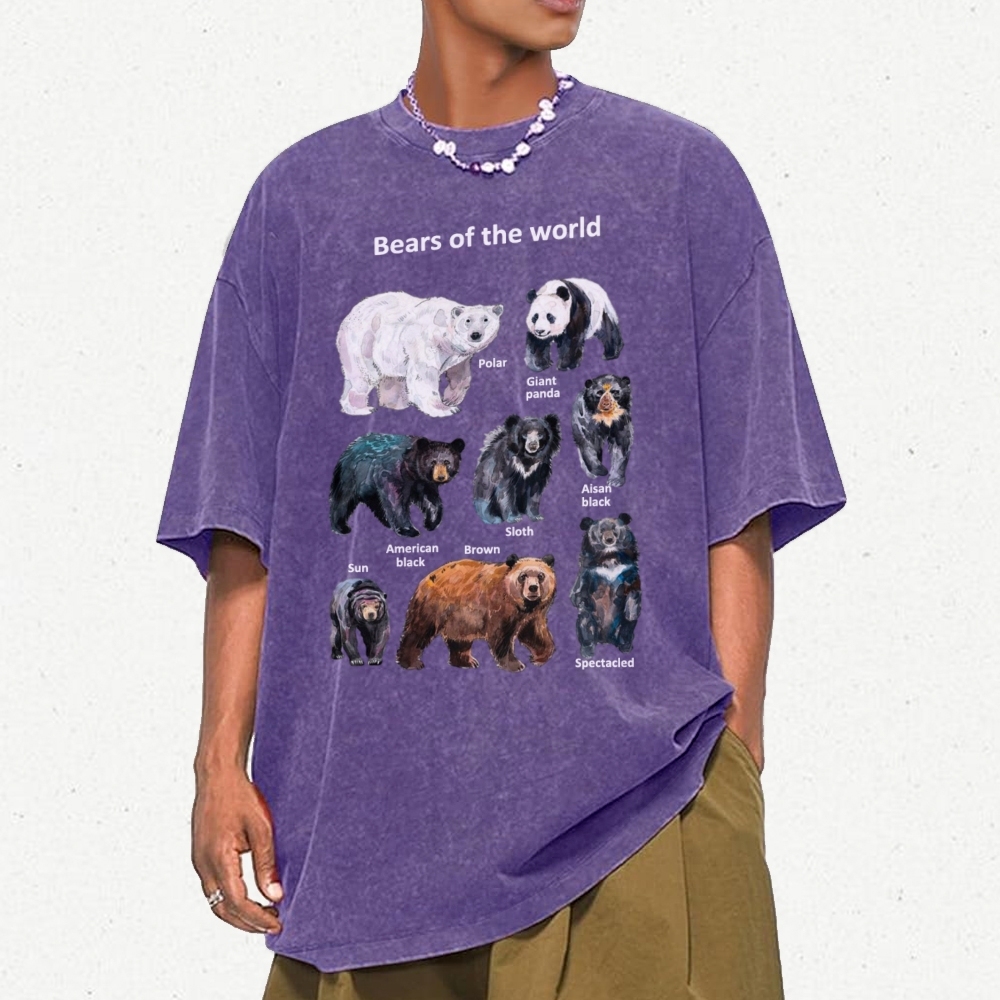 Bears of the World Unisex Vintage Washed Tee