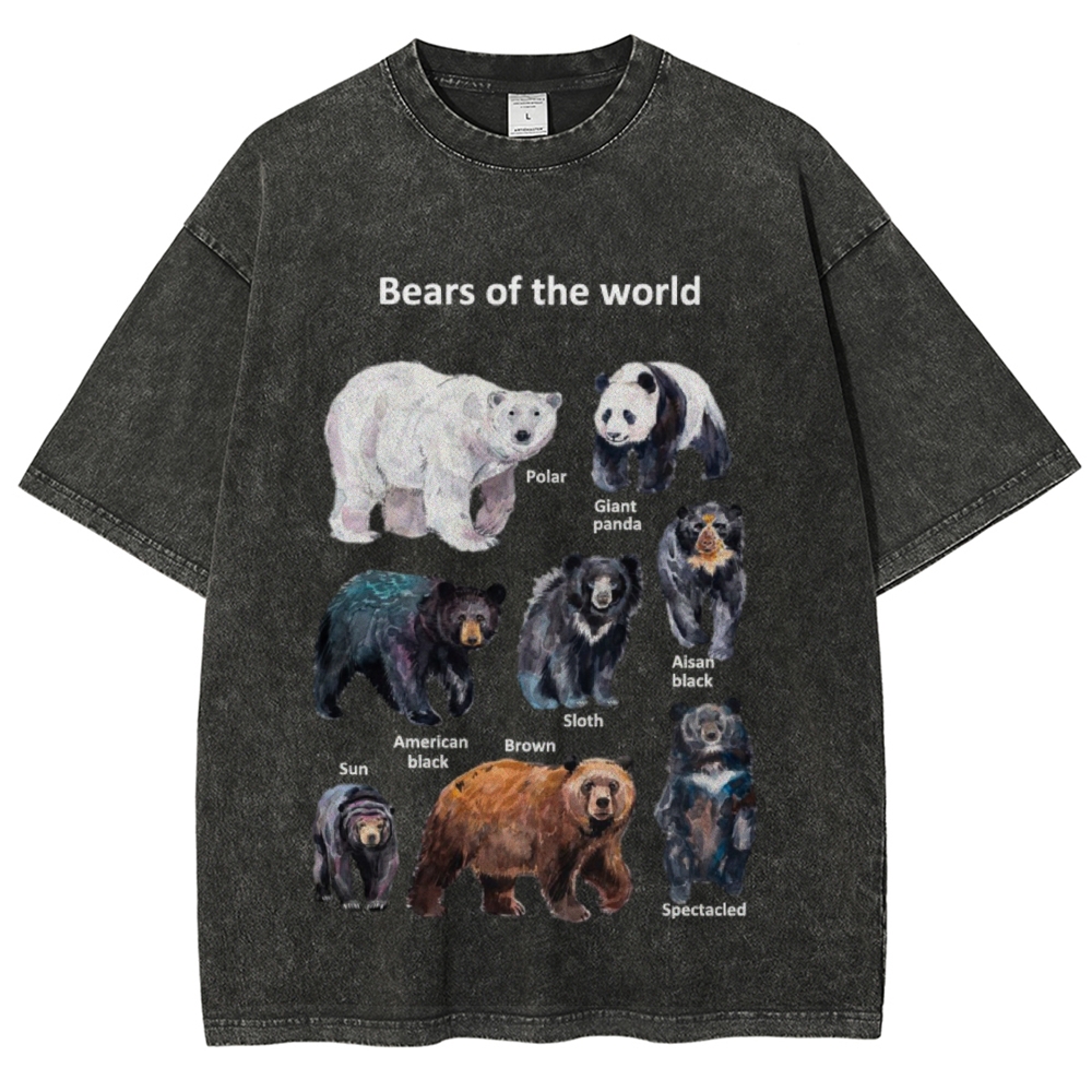 Bears of the World Unisex Vintage Washed Tee