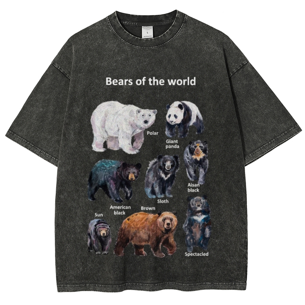 Bears of the World Unisex Vintage Washed Tee