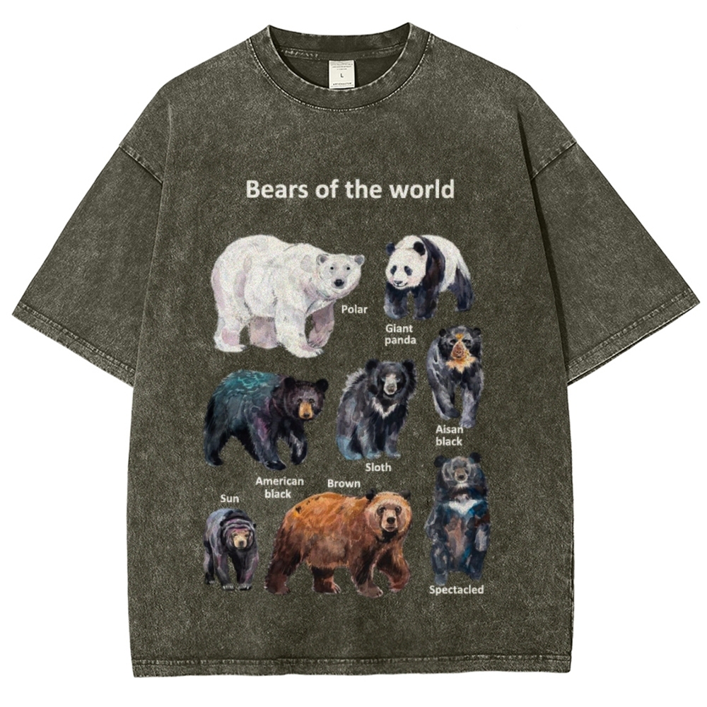 Bears of the World Unisex Vintage Washed Tee