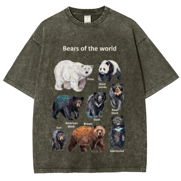 Bears of the World Unisex Vintage Washed Tee