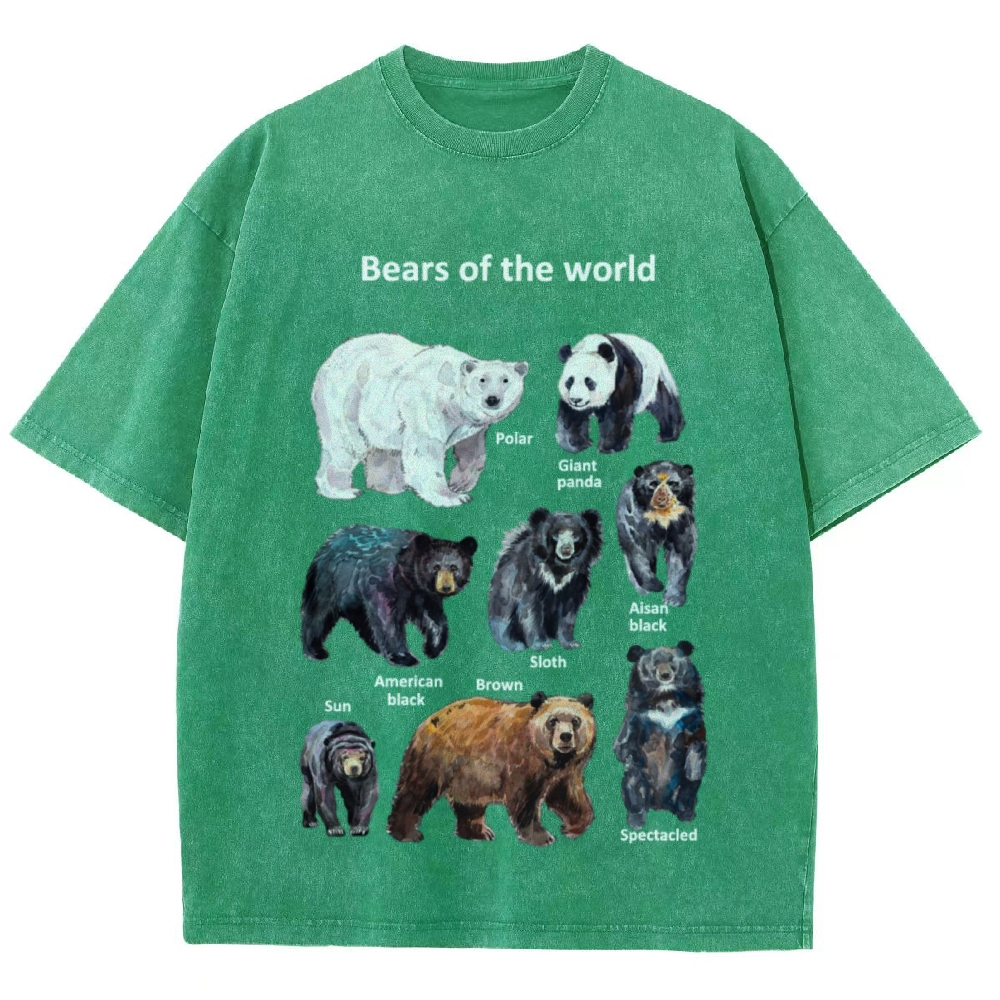 Bears of the World Unisex Vintage Washed Tee