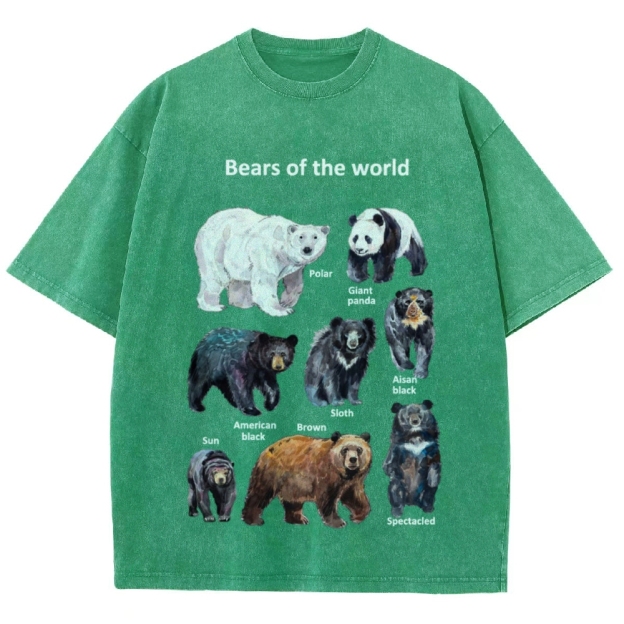 Bears of the World Unisex Vintage Washed Tee