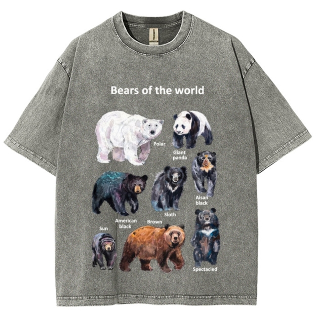 Bears of the World Unisex Vintage Washed Tee