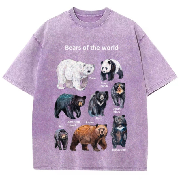Bears of the World Unisex Vintage Washed Tee