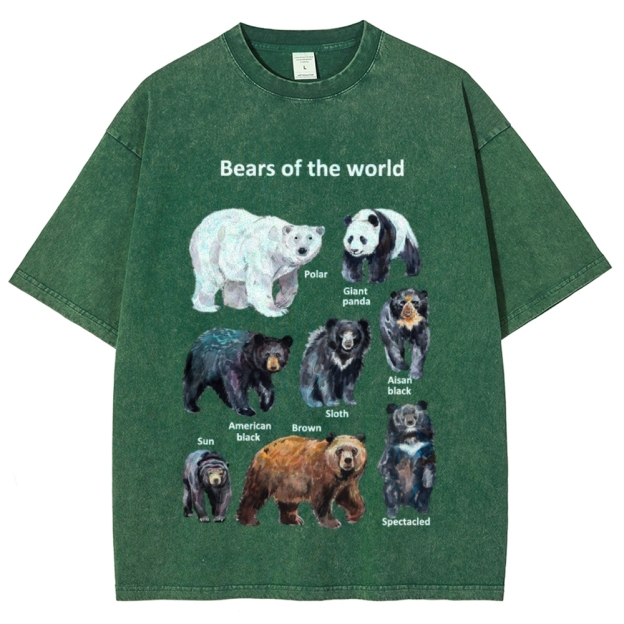 Bears of the World Unisex Vintage Washed Tee