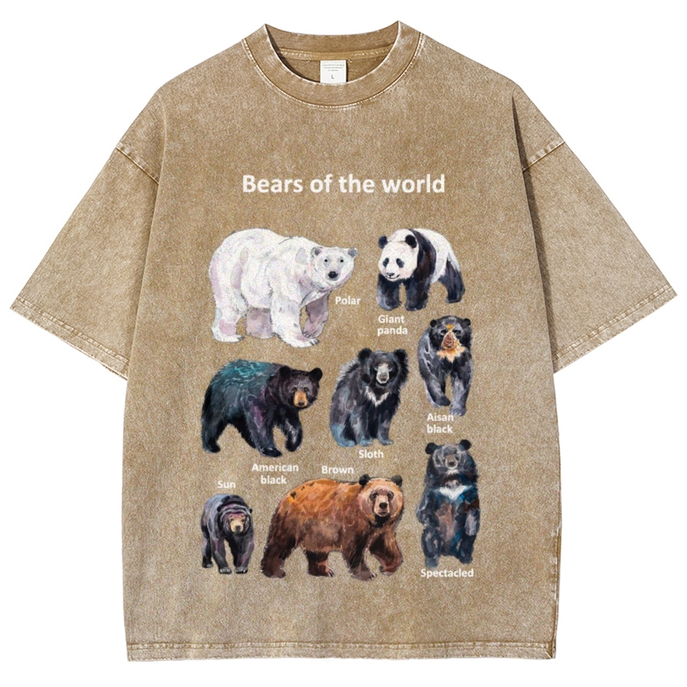 Bears of the World Unisex Vintage Washed Tee