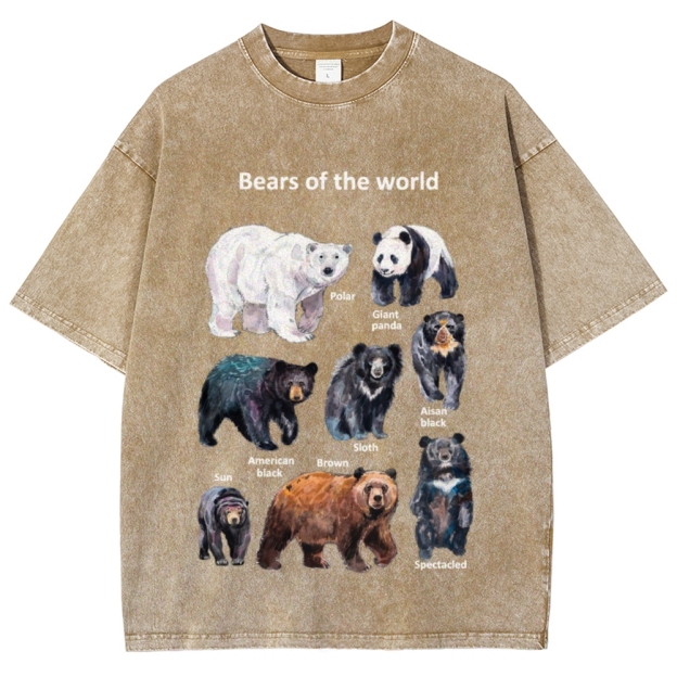 Bears of the World Unisex Vintage Washed Tee
