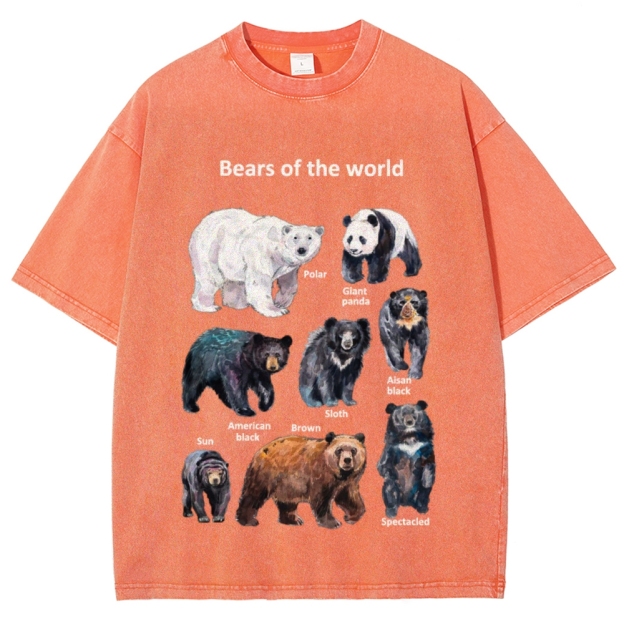 Bears of the World Unisex Vintage Washed Tee