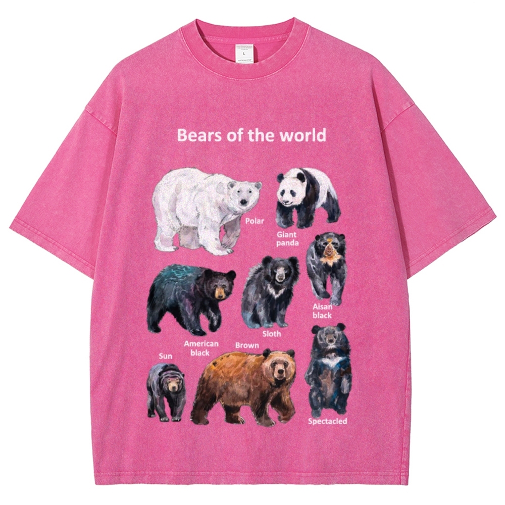 Bears of the World Unisex Vintage Washed Tee