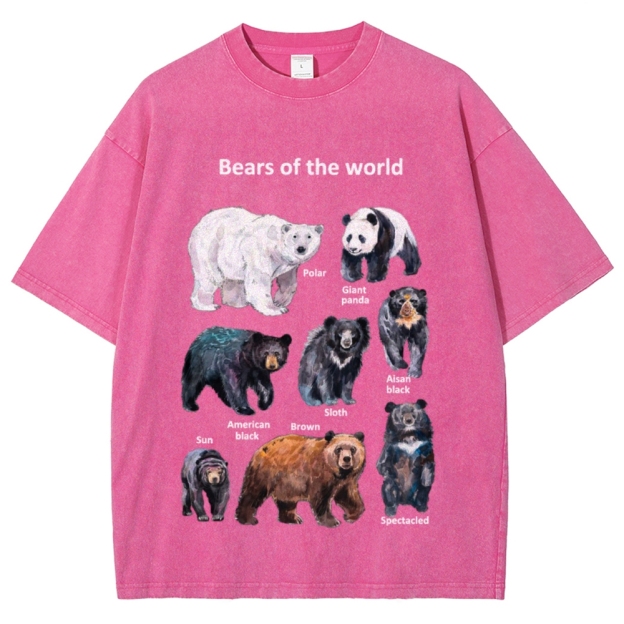 Bears of the World Unisex Vintage Washed Tee