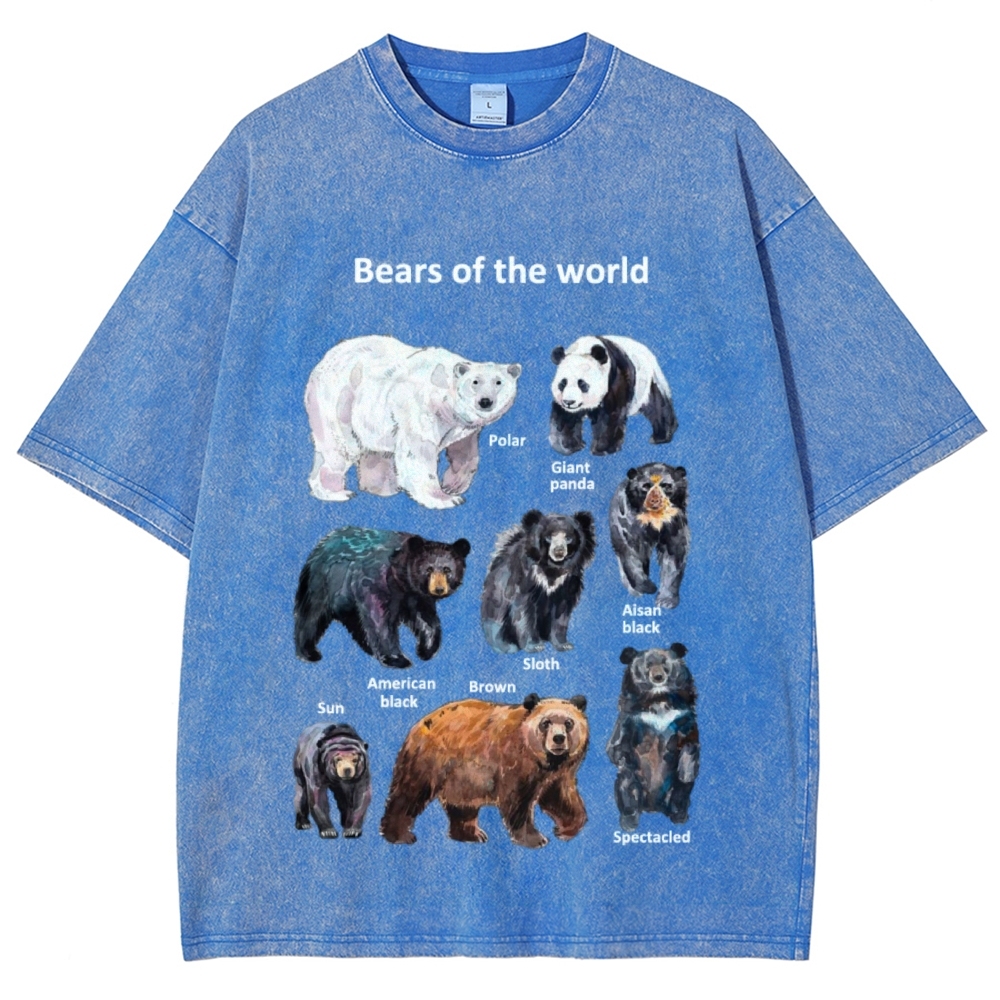 Bears of the World Unisex Vintage Washed Tee