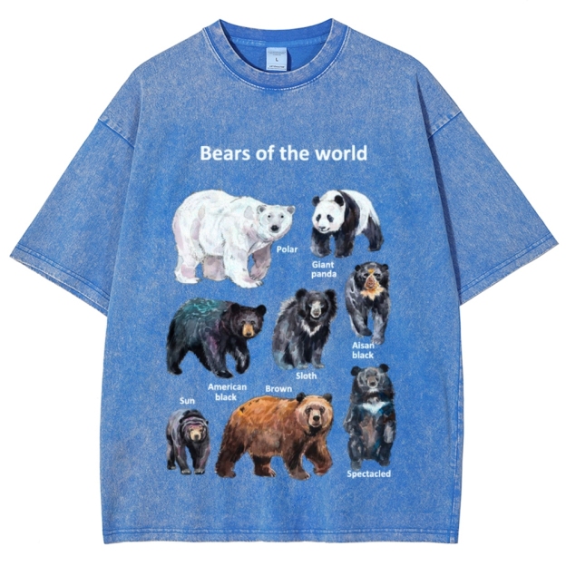Bears of the World Unisex Vintage Washed Tee