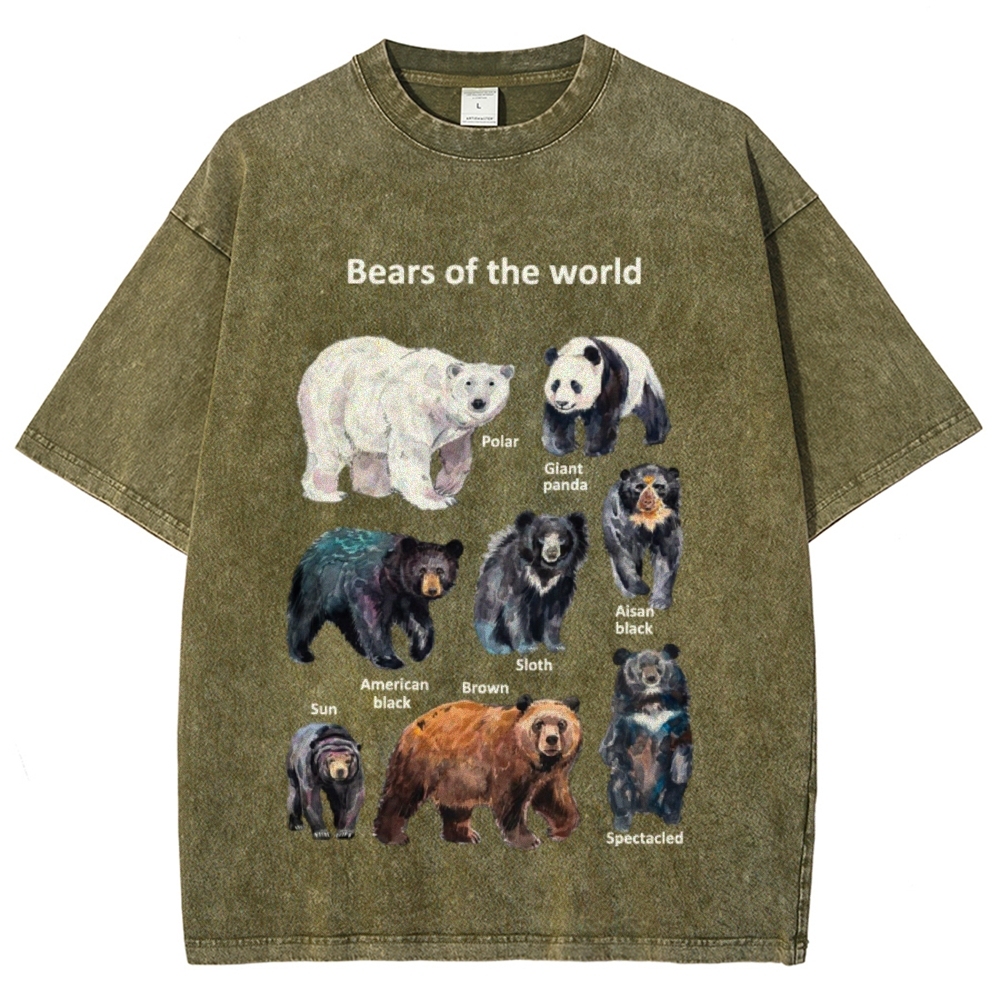 Bears of the World Unisex Vintage Washed Tee