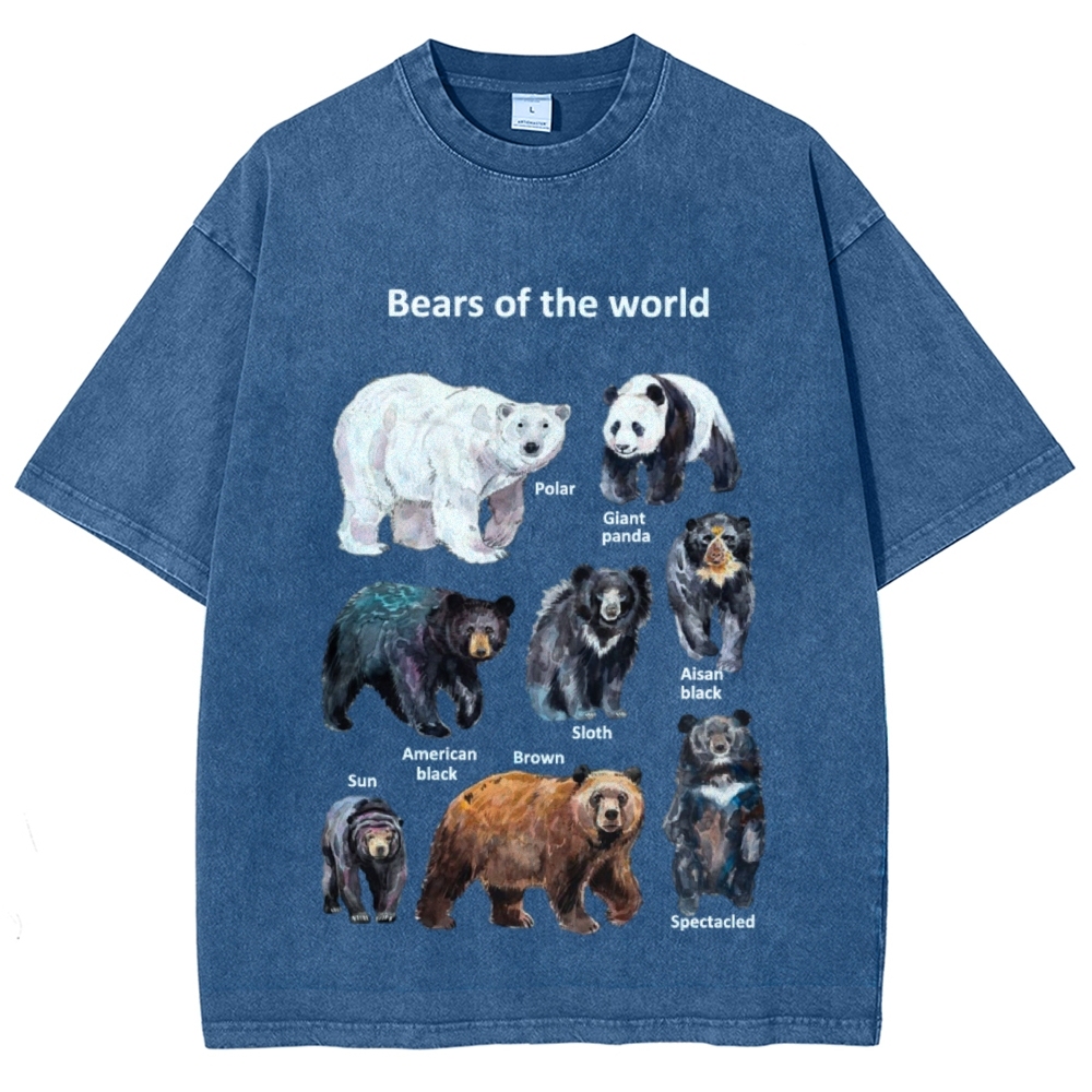 Bears of the World Unisex Vintage Washed Tee