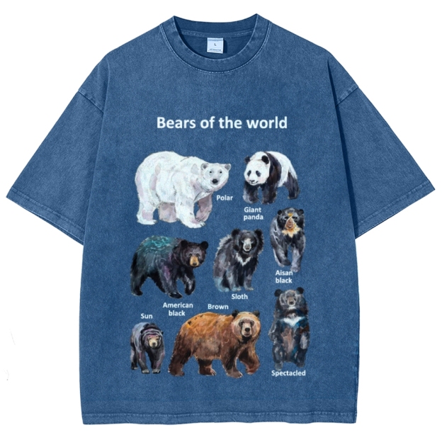 Bears of the World Unisex Vintage Washed Tee
