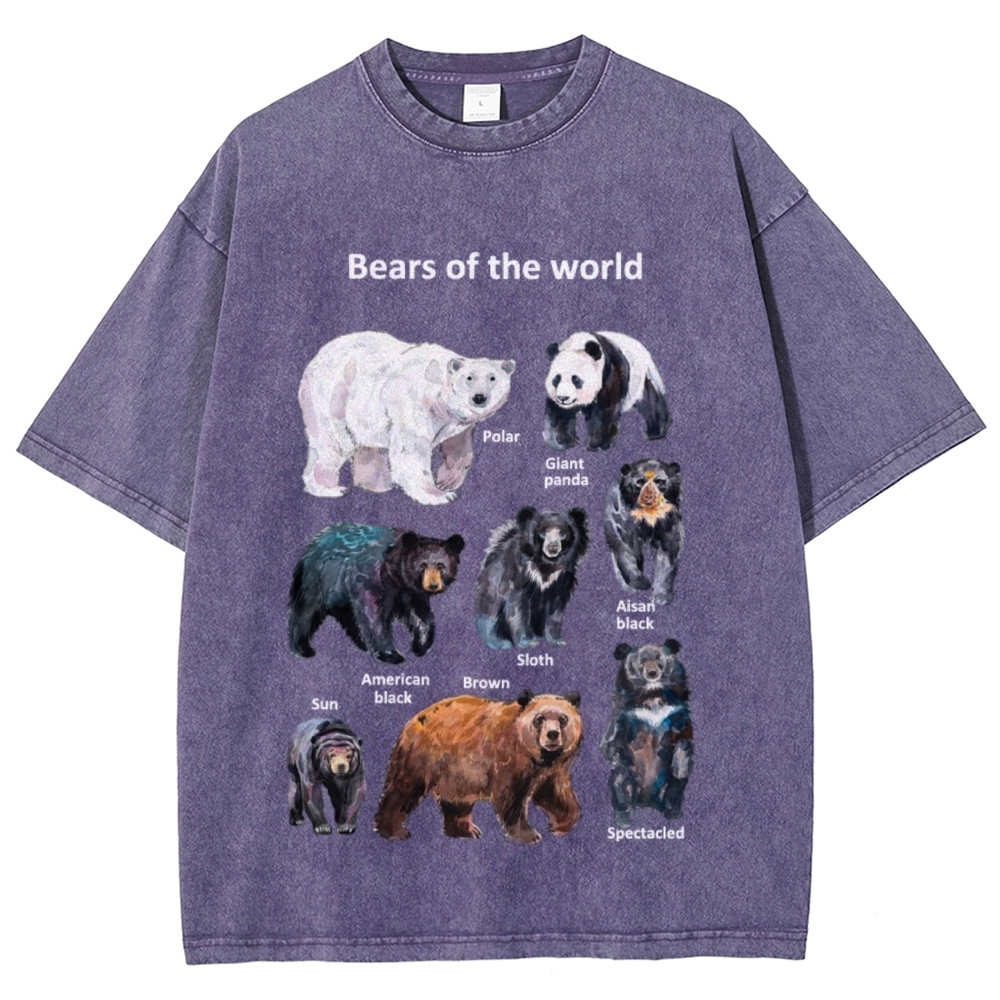 Bears of the World Unisex Vintage Washed Tee