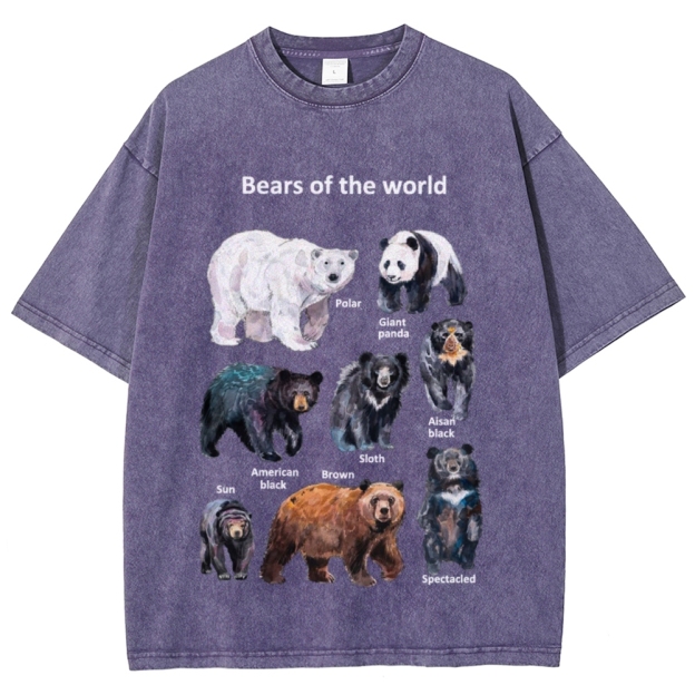 Bears of the World Unisex Vintage Washed Tee