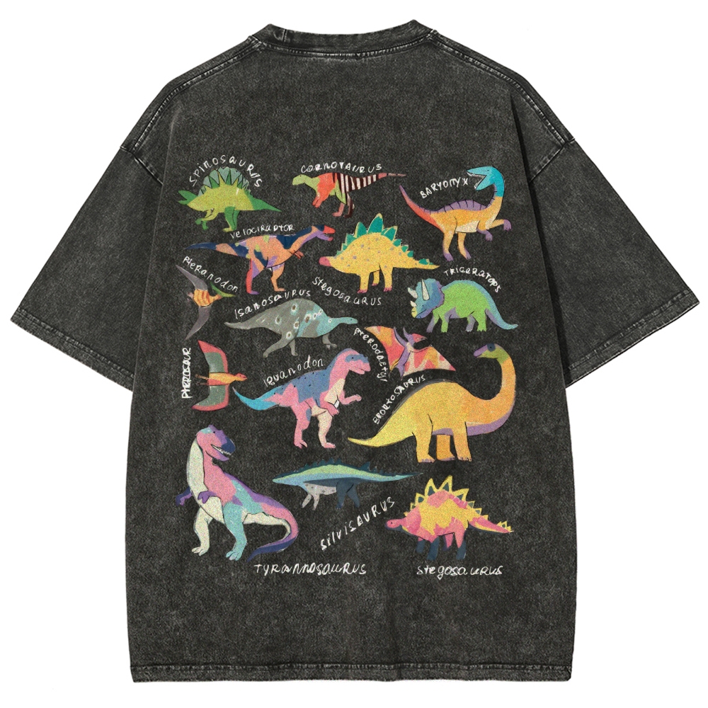 Types Of Dinosaur Customized Unisex Fit Washed T-Shirt