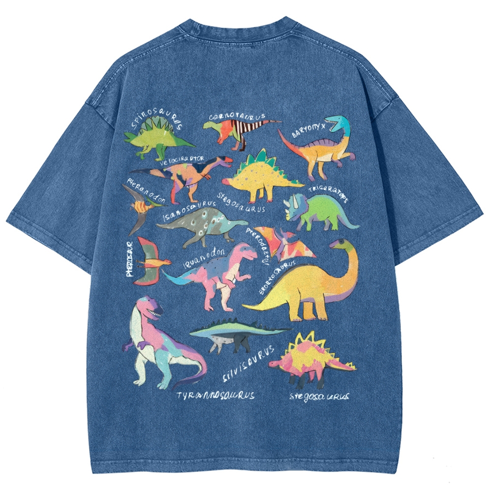 Types Of Dinosaur Customized Unisex Fit Washed T-Shirt