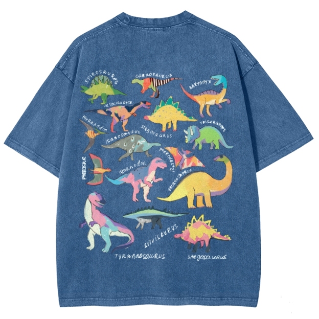 Types Of Dinosaur Customized Unisex Fit Washed T-Shirt