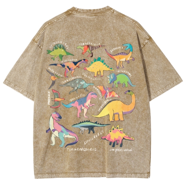 Types Of Dinosaur Customized Unisex Fit Washed T-Shirt