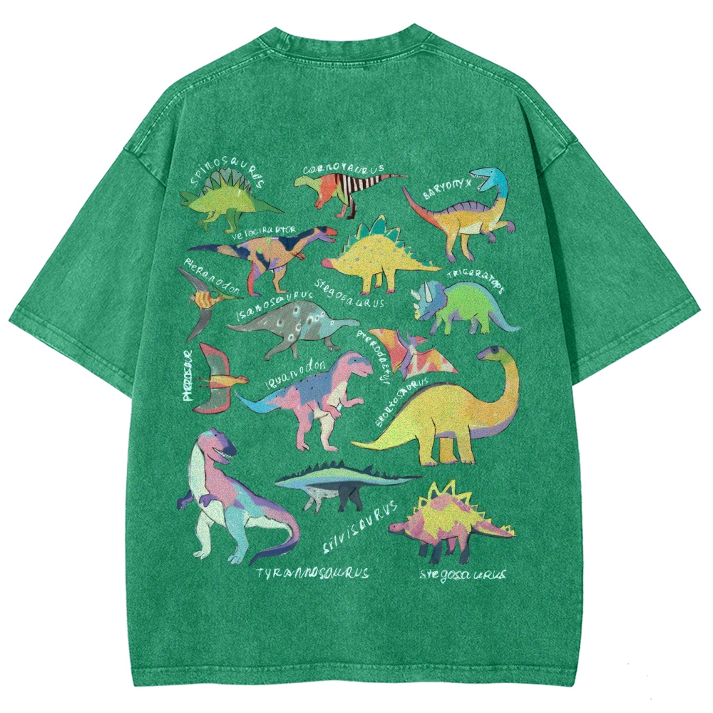 Types Of Dinosaur Customized Unisex Fit Washed T-Shirt