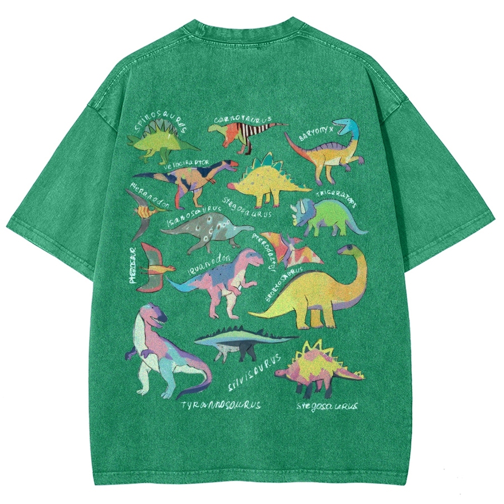 Types Of Dinosaur Customized Unisex Fit Washed T-Shirt