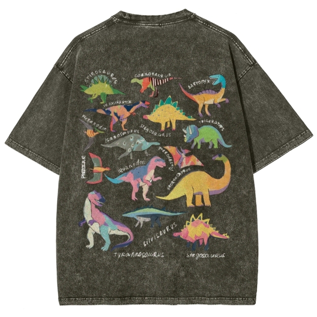 Types Of Dinosaur Customized Unisex Fit Washed T-Shirt