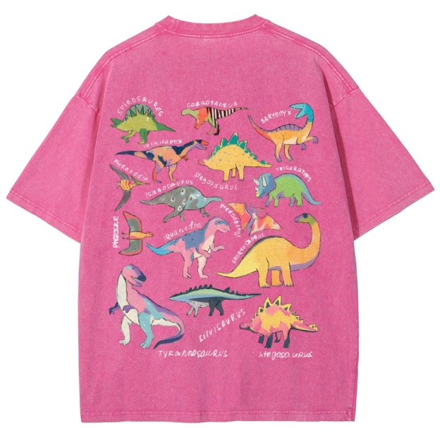 Types Of Dinosaur Customized Unisex Fit Washed T-Shirt