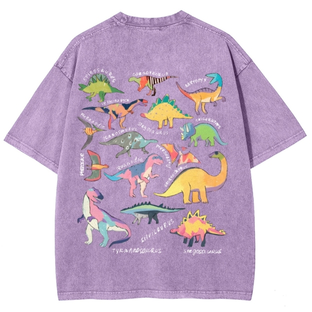 Types Of Dinosaur Customized Unisex Fit Washed T-Shirt