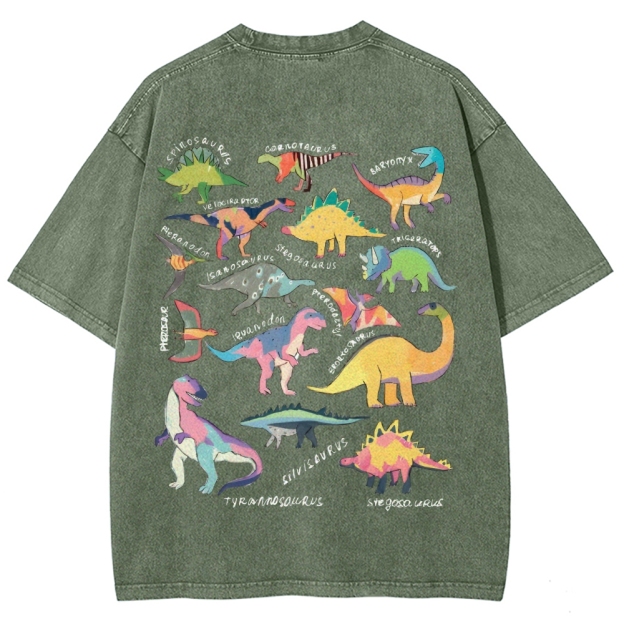 Types Of Dinosaur Customized Unisex Fit Washed T-Shirt