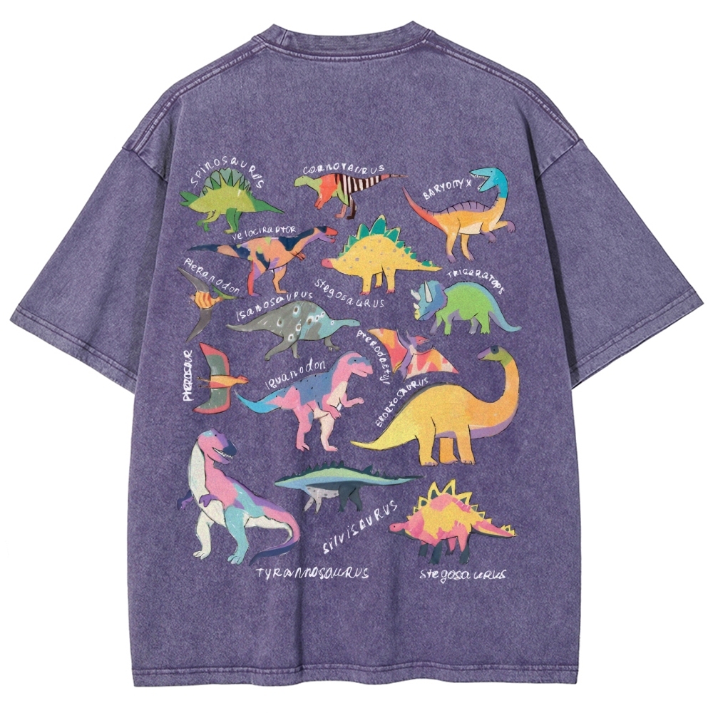 Types Of Dinosaur Customized Unisex Fit Washed T-Shirt